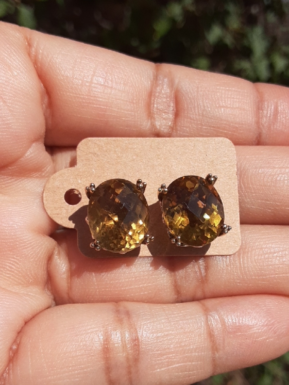 925 Big Genuine Citrine Stud earrings.